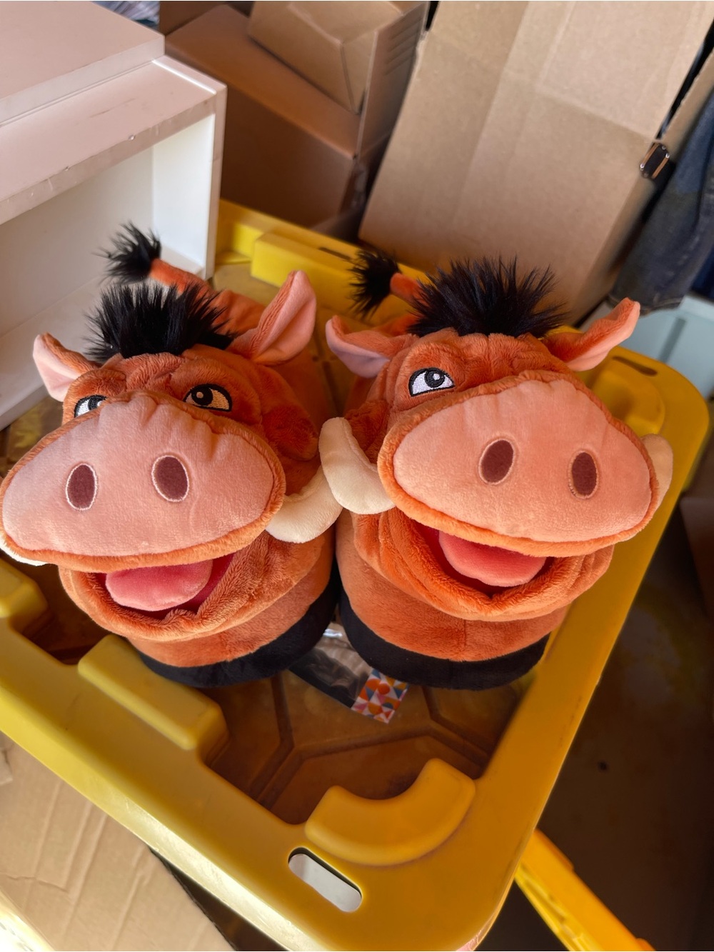 Plush Warthog Character Slippers - lion king 7.5-10